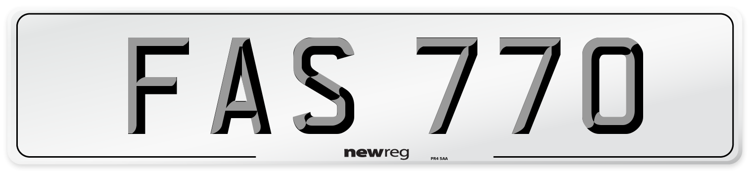 FAS 770 Number Plate from New Reg